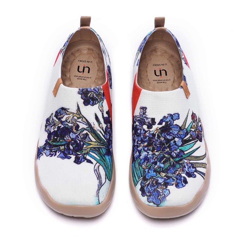 UIN Women's Lightweight Slip Ons Comfort Walking Floral Flats Casual Holiday Art Painted Travel Shoes Iris (9) - Image 4